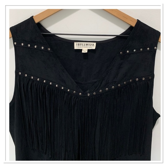 Idyllwind Queen Of Country Fringe Studded Mini Dress Black Size XXL - Picture 5 of 11